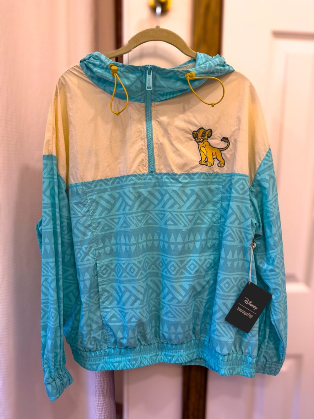 Loungefly Disney The Lion King Simba Half Zip Windbreaker Jacket NWT Size L